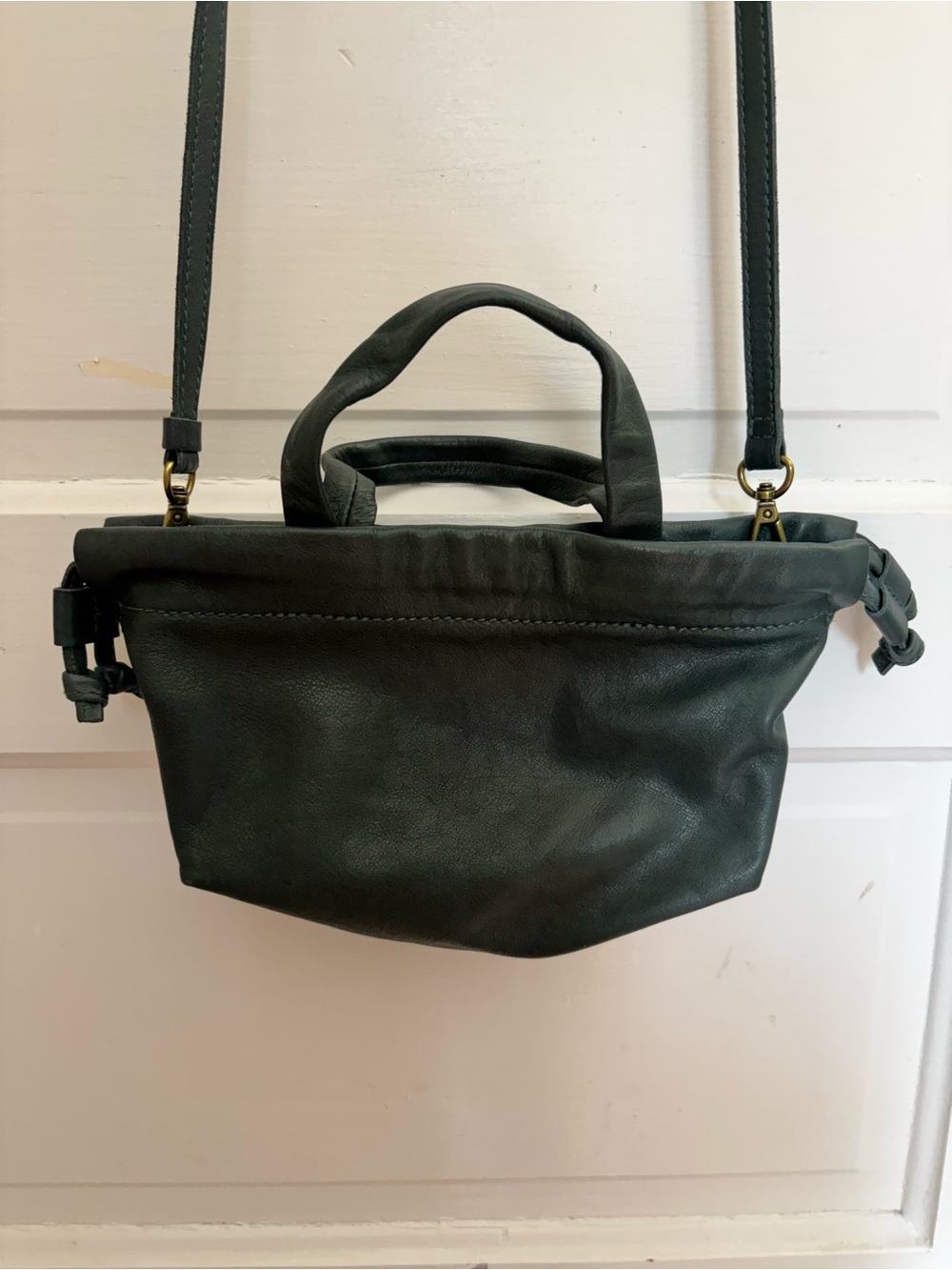 Madewell forest green mini Piazza handbag Leather Mini Tote Crossbody Bag